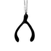 Image of Wishbone Necklace/Earrings made from a recycled vinyl record.