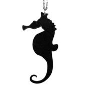 Image of Seahorse Necklace/Earrings made from a recycled vinyl record.