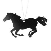 Image of Horse Necklace/Earrings made from a recycled vinyl record.