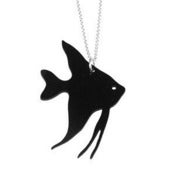 Image of Tropical Fish Necklace/Earrings made from a recycled vinyl record.