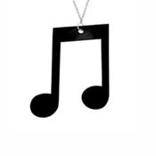 Image of Music Note Necklace/Earrings made from a recycled vinyl record.