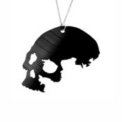 Image of Skull Necklace/Earrings made from a recycled vinyl record.