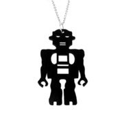 Image of Robot Necklace/Earrings made from a recycled vinyl record.