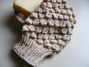 Image of Hand knit 100% organic cotton bathmitt.