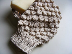 Image of Hand knit 100% organic cotton bathmitt.