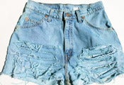 Image of Levi Vintage Aqua Wash Shredded Shorts