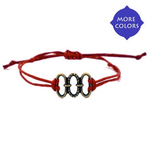 NauticalWheeler — Red String Bracelet with Three Circles CharmRed String Bracelet with Three Circles Charm :  string bracelets crystal necklaces necklaces all earrings all