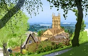 Image of Malvern from the rose garden, morning, late spring