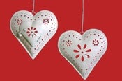Image of White Hanging Heart T-Light Holder