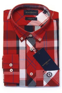 Image of HENRI LLOYD LARNE RED FLANNEL SHIRT