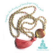 Image of YogaBe Gemstone Mala Necklace - Serpantine, Rose Quartz& Fancy Jasper