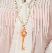 Image of Magical Key in Peach on Long Pearls - made with magical silk effect acrylic!