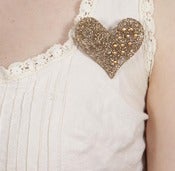 Image of Decayed Gold Glitter & Crystal Heart Deco Brooch