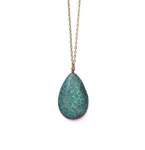 Image of Teal Fossil & Brass Necklace