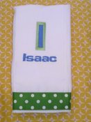 Image of Green Double Letter Embroidered Burp Cloth