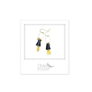 Image of Boucles d'oreilles Pompons cuir-petit modèle-