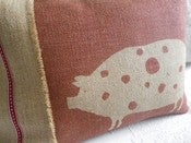 Image of Daisy Hardcastle Just Splendid My Favorite all time cushion Hand printed  Gloucester Old Spot and Pl