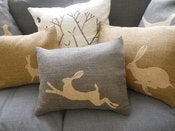 Image of Daisy Hardcastle Hand screen printed and stitched hare cushion And Stag