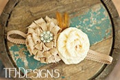 Image of The Sylvia {READY to SHIP} - LARGE Double Fabric Flower Headband - Photography Prop - NEW STYLE