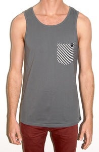 Image of BASIK Singlet - Charcoal Singlet/ Stripe Pocket