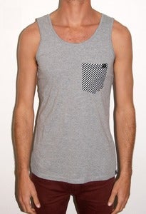 Image of BASIK Singlet - Heather Grey Singlet/ Stripe Pocket