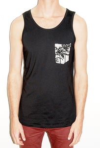 Image of MAUI WOWIE Pocket Singlet - Black Singlet/ White Pocket