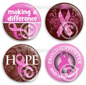 Image of Breast Cancer Awareness Button or Magnet Set 2