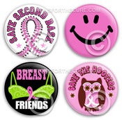 Image of Breast Cancer Awareness Button or Magnet Set 3