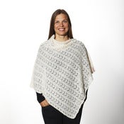 Image of Laceknitted Poncho                          Offwhite / Brown / Fuchsia