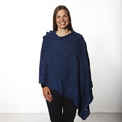 Image of Laceknitted BIG Poncho           Petrolblue/ Offwhite / Olivegreen 