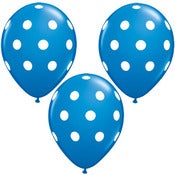 Image of 11" Dark Blue with White Polka Dot Balloons