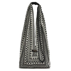 Image of Shoulder Jogi Bag - Black/White Geometric