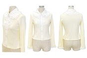 Image of Frill Knit Blouse in Cream- 20% off!