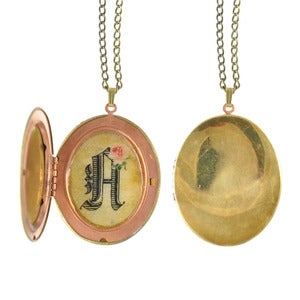 Image of WAS £16 - Elsa. Large Vintage Initial Locket Necklace