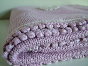 Image of Organic Hand Knitted Baby Blanket - Dusky Pink