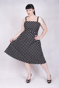 Image of 'Rocker Girl Jane' dress - Black with White Polka Dots