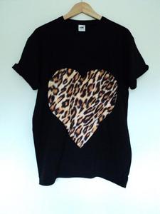 Image of Leopard Print Heart T Shirt