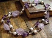 Image of Lavenders Reign Long Necklace | Amethyst, Freshwater Pearls, Sterling