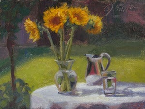 Image of Sunflowers and Silver Pitcher