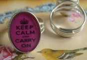 Image of ♥ Keep Calm & Carry On ♥ adjustable ring ~ HOT PINK