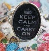 Image of ♥ Keep Calm & Carry On ♥ adjustable ring ~ BLACK