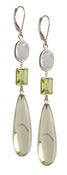 Image of <i> Elizabeth <i/> Earrings in Lemon Quartz, Peridot, and White Topaz 14k Yellow Gold 