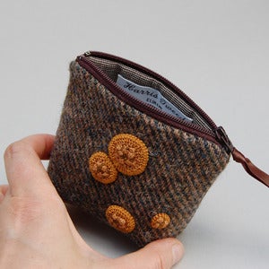 Image of Soft brown Harris tweed coin purse