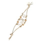 Image of Cowboy Crystal White Leather & Wood Bracelet