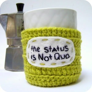 Image of Funny coffee mug Status Is Not Quo crochet handmade