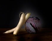 Image of Daikon radishes, Red cabbage