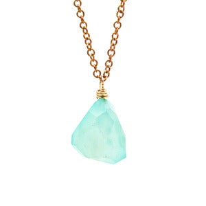 Image of Aqua Necklace in Brass and Chalcedony