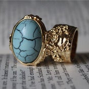 Image of Killer CHUNKY GOLD FINGER RING - TURQUOISE