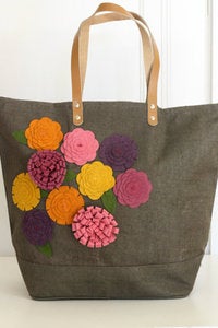 Image of Mulberry Felt Flower Jute Bag