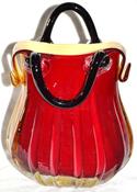 Image of Red & tan hand bag